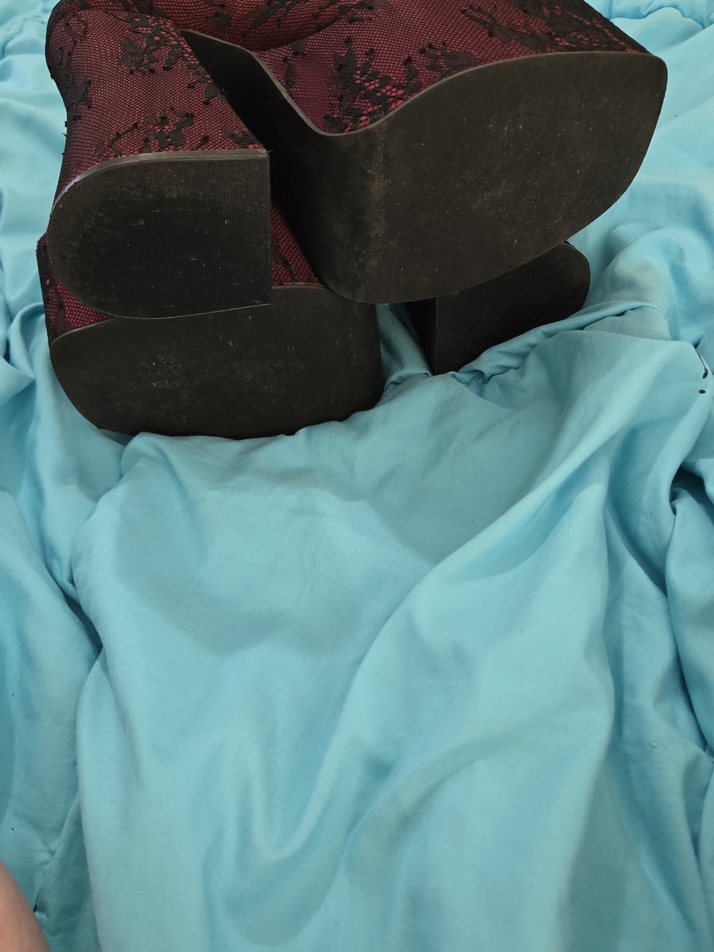 Dolls Kill Burgundy Lace Platforms